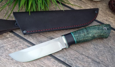 Нож "Медведь": сталь - Bohler М390; рукоять - карельская береза, вставка черный граб