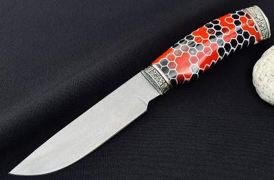 Нож "Енот": сталь - Bohler S390; рукоять акрил, мельхиор