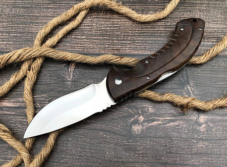 Складной нож "Орел": сталь - 95Х18 (кованая); рукоять - венге (резная)