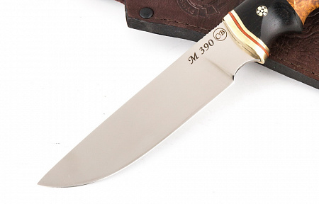 Нож "Енот": сталь - Bohler М390; рукоять - карельская береза, черный граб