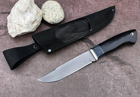 Нож "Глухарь": сталь - Bohler s390; рукоять - граб -  карельская береза - мельхиор