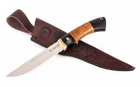 Нож "Калмык": сталь - Bohler М390; рукоять - карельская береза, черный граб