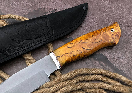 Нож "Сокол - 2": сталь - Bohler s390; рукоять - карельская береза - мельхиор