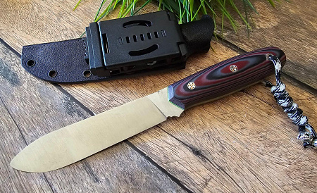 нож Горец : сталь D2,  цельнометаллический , рукоять микарта,пин - ножны кайдекс