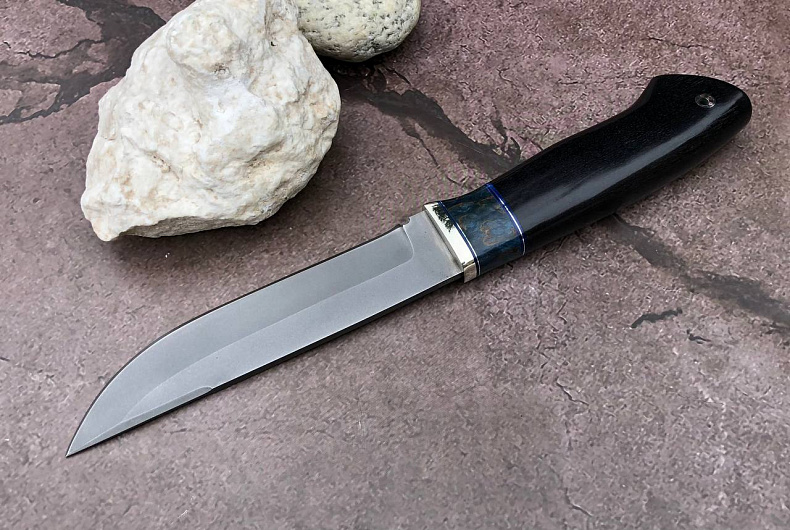 Нож "Глухарь": сталь - Bohler s390; рукоять - граб -  карельская береза - мельхиор
