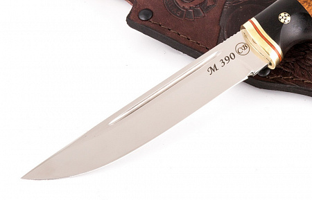 Нож "Калмык": сталь - Bohler М390; рукоять - карельская береза, черный граб