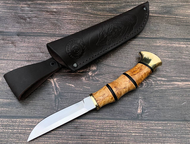 Нож "Сампи-бамбук": сталь - Bohler М398; рукоять - карельская береза