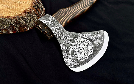 Топор "Викинг": сталь кованная У7+9ХС, глубокое травление - рукоять стабилизированная ясень